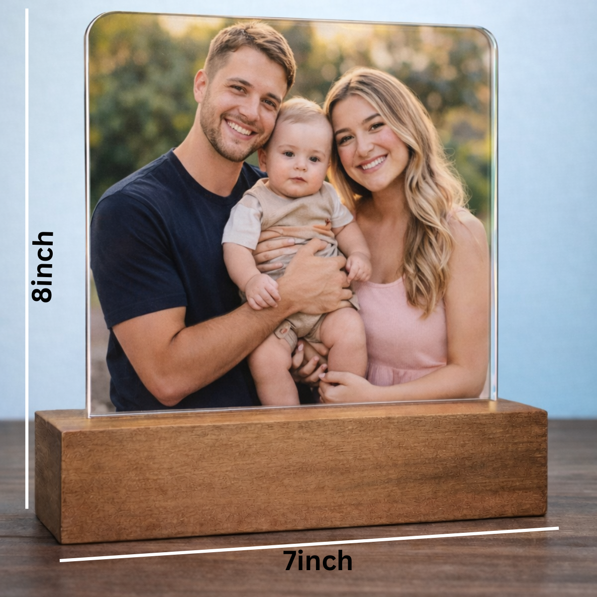 Personalized Sublimation Acrylic Photo Frame with Wooden Stand (7x8 Inch)