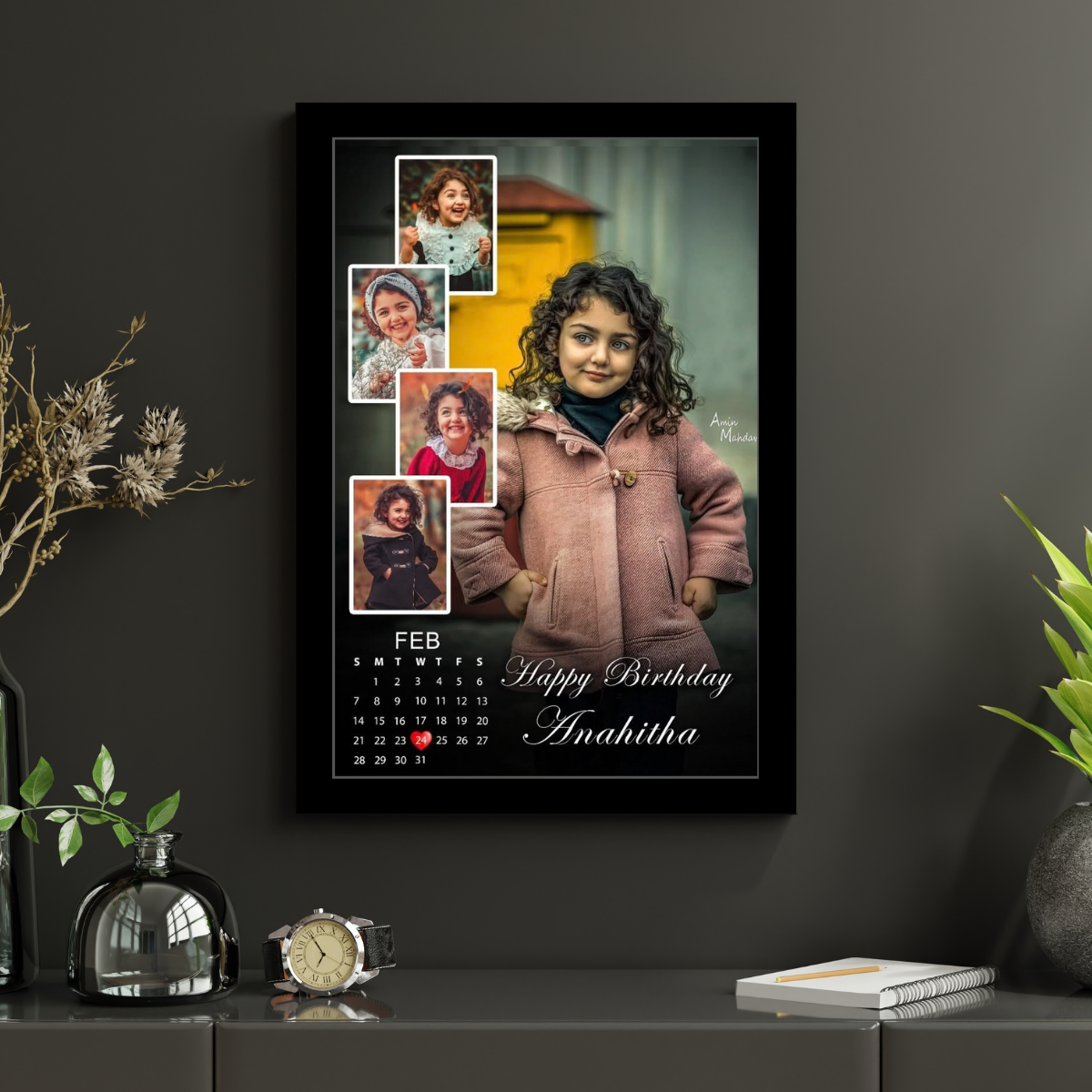 Personalized Birthday Calendar Photo Frame with Photos & Custom Name (25.5 cm x 35.5 cm)