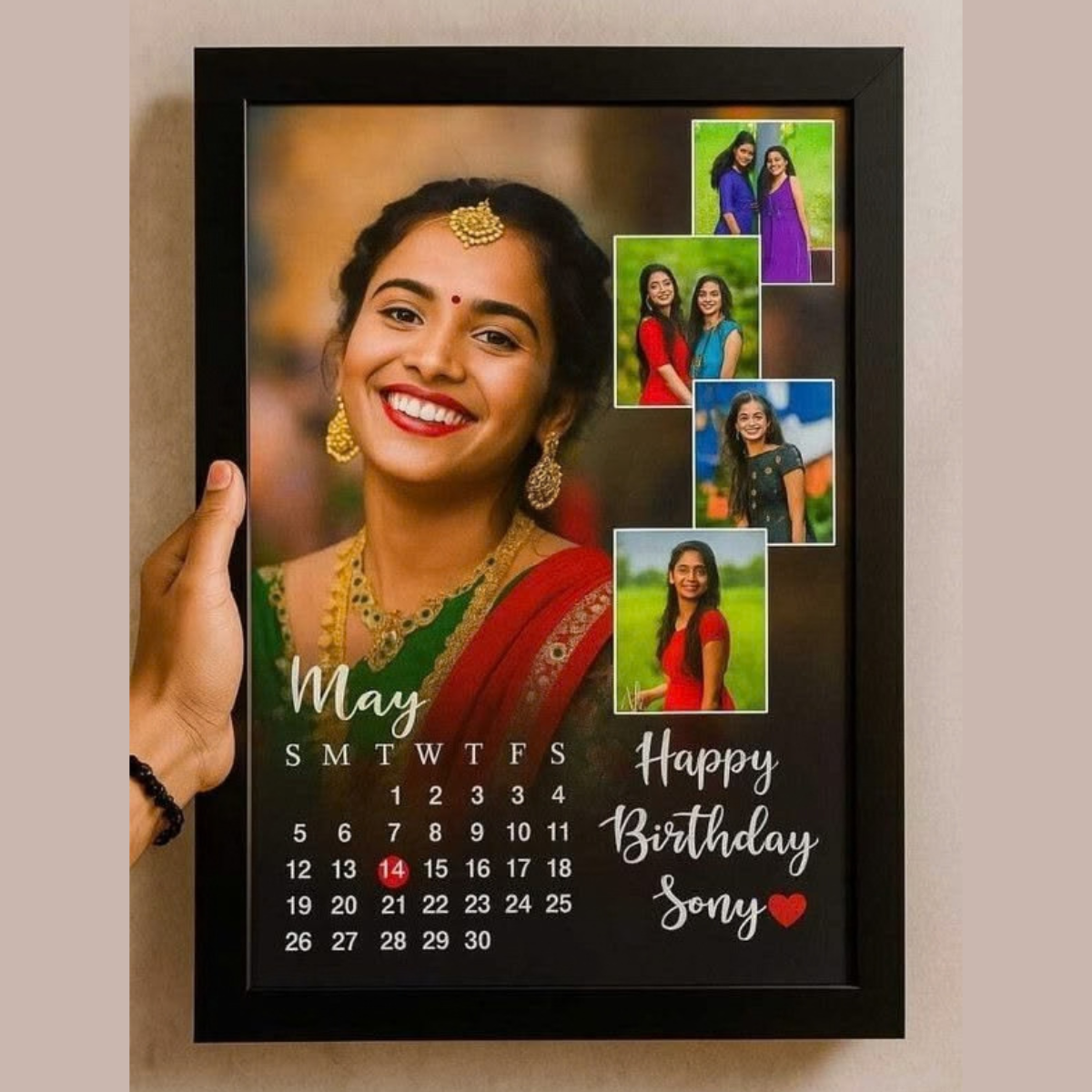 Personalized Birthday Calendar Photo Frame with Photos & Custom Name (25.5 cm x 35.5 cm)
