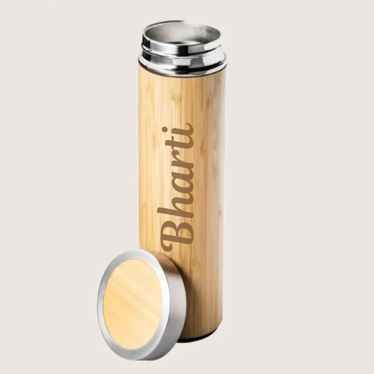 Personalized Bamboo Vacuum Flask Bottle with Tea Infuser (500 ml Approx. )
