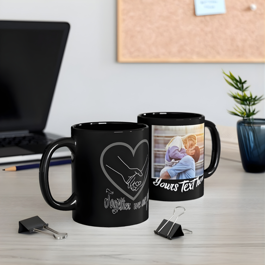 Customized Black Ceramic Photo Mug (325 ml) – Personalized Photo Collage & Text Printing