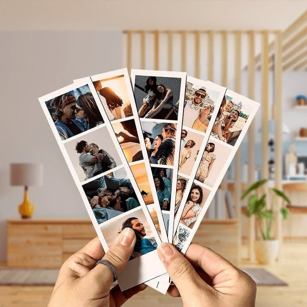 Personalized Photobooth Bookmark Style Fridge Magnet Strip (2.5 x 10 Inch) Set of 2