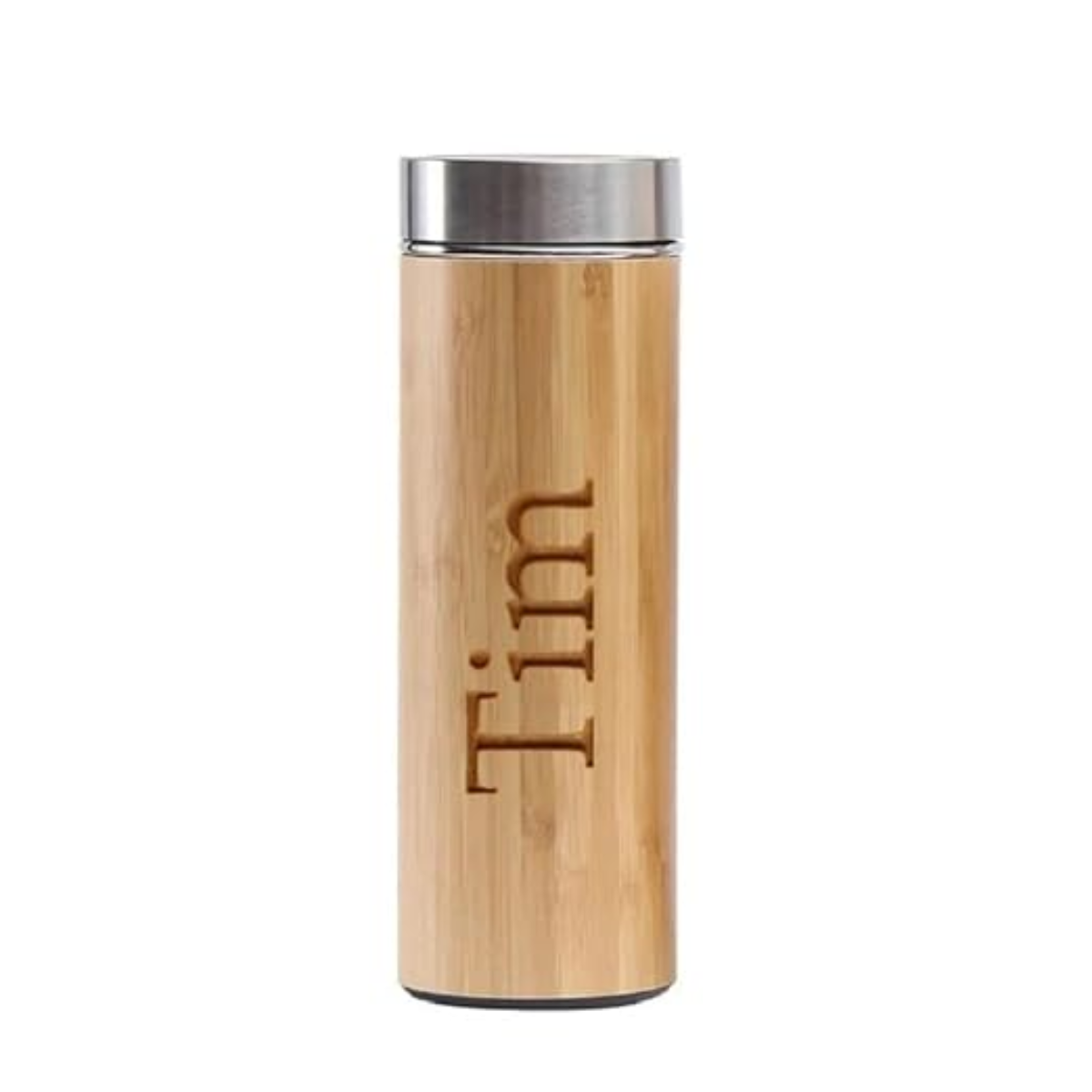 Personalized Bamboo Vacuum Flask Bottle with Tea Infuser (500 ml Approx. )
