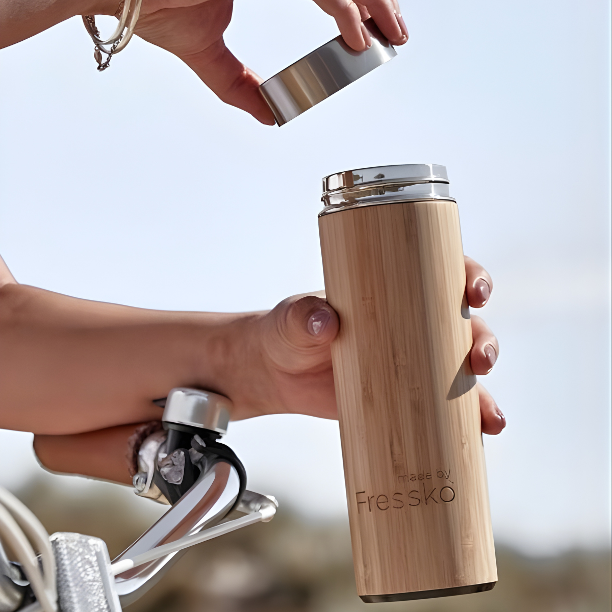 Personalized Bamboo Vacuum Flask Bottle with Tea Infuser (500 ml Approx. )